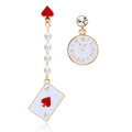 Korean Style Clock Poker Cute Earrings - Asymmetric Design